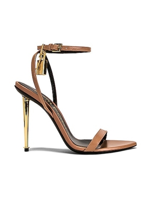 TOM FORD Naked Padlock 105 Sandal in Flesh - Taupe. Size 35 (also in 35.5).