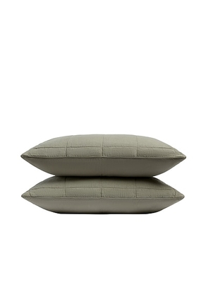 Parachute Linen Box Quilted Sham Set in Moss - Green. Size KING (also in ).