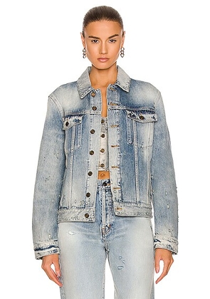 Saint Laurent Boyfriend Jacket in Hilton Sky Blue - Denim-Medium. Size 38 (also in ).