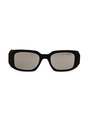 Prada Rectangle Sunglasses in Black & Mirror Silver - Black. Size all.