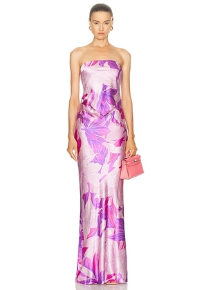 Retrofete Skye Silk Dress in Lavender Botanical - Lavender. Size XL (also in ).