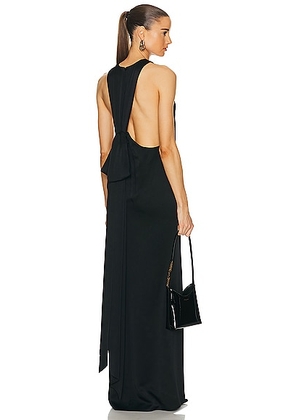 Saint Laurent Satin Maxi Dress in Noir - Black. Size 42 (also in ).