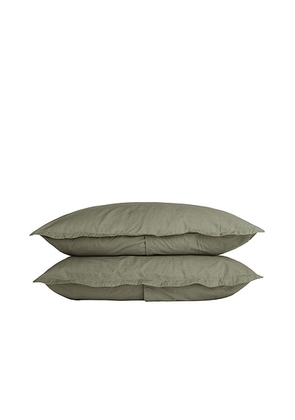 Parachute Percale Sham Set in Moss - Green. Size KING (also in ).