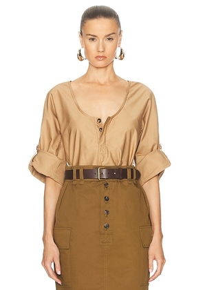 Saint Laurent Convertible Sleeve Blouse in Beige - Beige. Size 36 (also in 38, 40, 42).