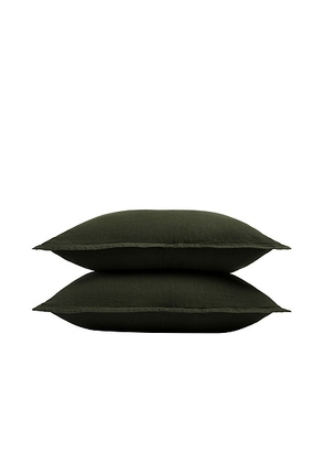 Parachute Linen Sham Set in Evergreen - Green. Size KING (also in ).