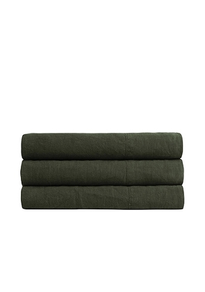 Parachute Linen Top Sheet in Evergreen - Green. Size FULL/QUEEN (also in ).