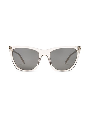 Saint Laurent Square Sunglasses in Beige & Silver - Beige. Size all.