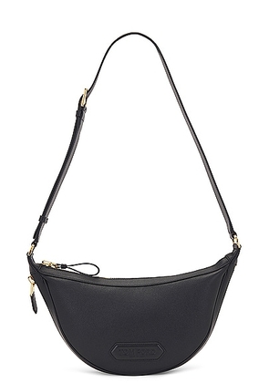 TOM FORD Smooth Grain Leather & Smooth Leather Zip Crescent Bag in Black - Black. Size all.