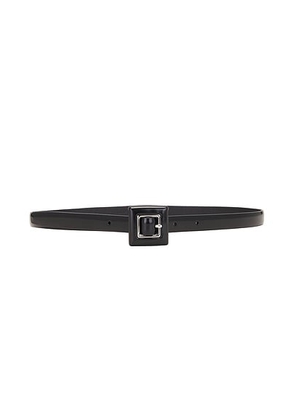Saint Laurent Skinny Brushed Leather Belt in Nero - Black. Size 65 (also in 90).