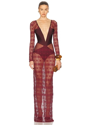 PatBO X Camila Coelho Long Sleeve Maxi Dress in Dark Red - Burgundy. Size XS (also in ).