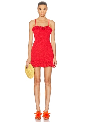 PatBO Papillon Jacquard Flutter Mini Dress in Red - Red. Size L (also in M).
