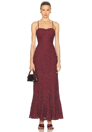 PatBO X Camila Coelho Crochet Dress in Dark Red - Burgundy. Size XS (also in ).