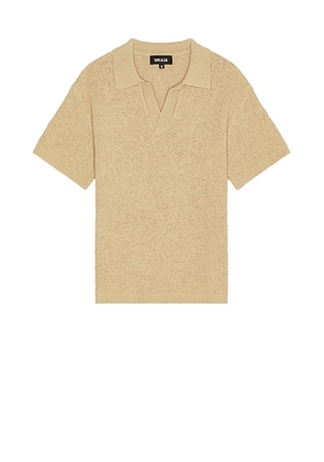 SEROYA Alexander Knit Polo Shirt in Tan - Brown. Size S (also in XL/1X).