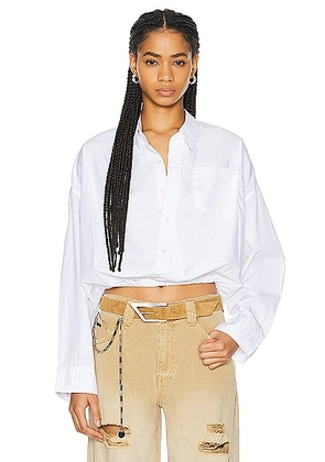 R13 Crossover Bubble Top in White - White. Size L (also in M, S, XS).