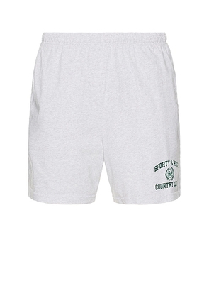 Sporty & Rich Varsity Crest Gym Short in Heather Grey - Light Grey. Size XL/1X (also in ).