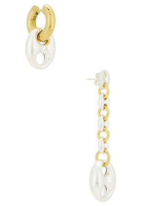 Timeless Pearly Drop Earrings in Gold & Silver - Metallic Gold. Size all.