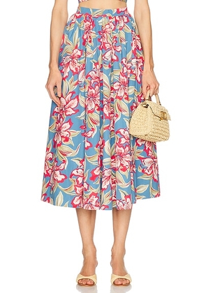 Polo Ralph Lauren High Waisted Midi Skirt in Royal Bloom - Blue. Size 2 (also in ).