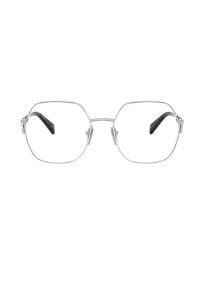 Prada Square Eyeglasses in Silver - Metallic Silver. Size all.