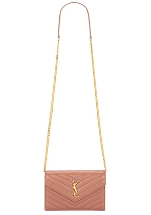 Saint Laurent Wallet on Chain Bag in Coral Paradise - Coral. Size all.
