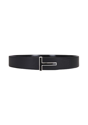 TOM FORD Shiny Smooth Calf Reversible T Belt 40mm in Black - Black. Size 90 (also in ).