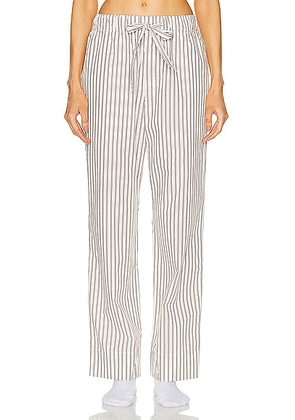 Tekla Stripe Pant in Hopper Stripes - White,Brown. Size L (also in ).