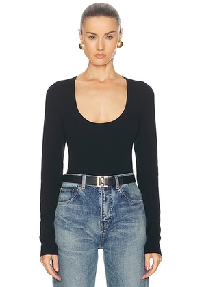 Saint Laurent Scoop Neck Sweater in Noir - Black. Size M (also in ).