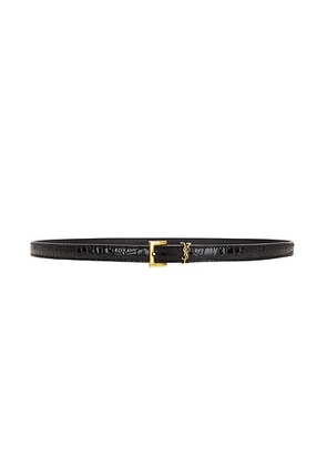 Saint Laurent Cassandre Thin Leather Belt in Nero - Black. Size 75 (also in 70, 85, 90).