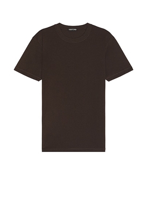 TOM FORD Short Sleeve Crew Neck in Sable Brown - Brown. Size 48 (also in ).