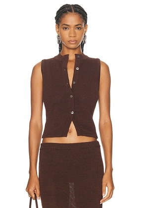 SEROYA Alani Knit Vest Top in Coconut - Brown. Size XL (also in L).
