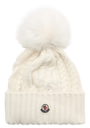 Moncler Pompom Wool-blend Beanie - White - One Size