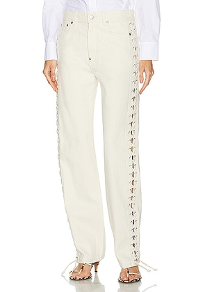 Stella McCartney Lacing Straight Leg Jeans in Ecru - Ivory. Size 28 (also in 29).