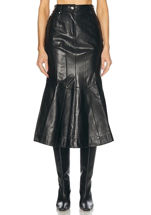 Sportmax Papiro Leather Skirt in Black - Black. Size 2 (also in ).