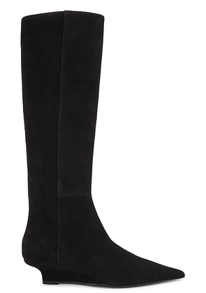 Toteme Sharp Suede Knee High Boot in Black - Black. Size 36 (also in ).