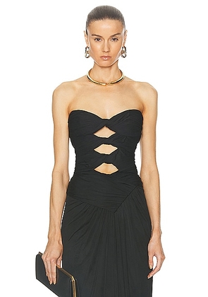 Saint Laurent Jersey Bandeau Top in Noir - Black. Size 40 (also in 42).