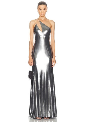 The Sei Double Strap Gown in Silver Foil - Metallic Silver. Size L (also in M).