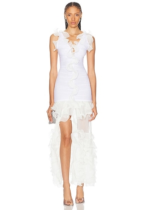 PatBO Stretch Tulle Maxi Dress in White - White. Size 0 (also in ).