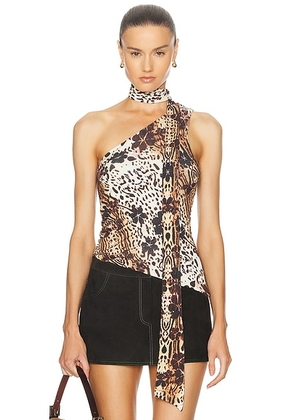 SIEDRES For FWRD One Shoulder Tank Top in Multi - Brown. Size L (also in S, XS).
