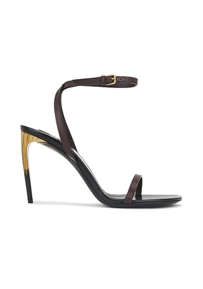 Saint Laurent Saba Sandal in Ultra Dark Brown - Chocolate. Size 36 (also in 36.5, 39, 39.5, 40).
