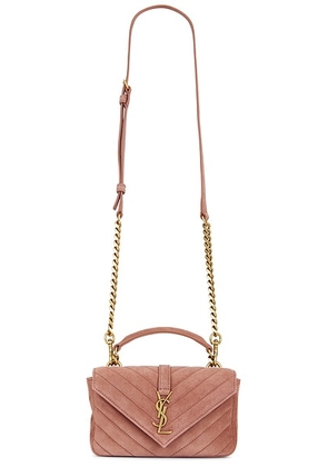 Saint Laurent Mini College Chain Bag in Barely Pink - Rose. Size all.