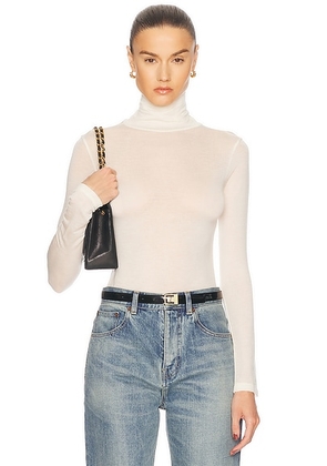 RENGGLI Sheer Jersey Renggli Turtleneck in Bone - Cream. Size M (also in L, S, XL).