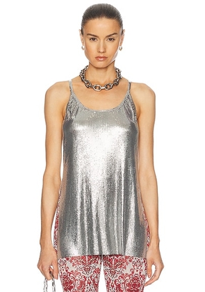 RABANNE Metallic Top in Silver - Metallic Silver. Size 36 (also in 38).