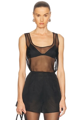 RENGGLI Organza Tank in Noir - Black. Size XL (also in ).