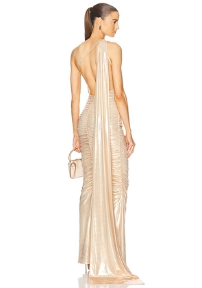 Retrofete Shannon Dress in Latte - Metallic Gold. Size L (also in S, XL, XS).