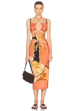 PatBO Bananier Midi Dress in Peach - Peach. Size XS (also in ).