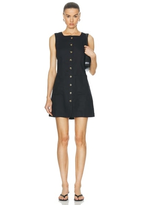 Posse Emma Button Down Mini Dress in Black - Black. Size L (also in M, S, XS).