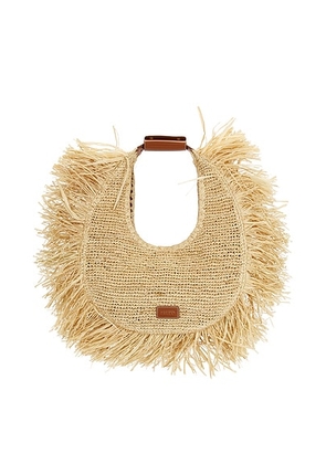 Staud Large Raffia Moon Tote Bag in Natural Fringe - Neutral. Size all.