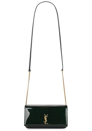 Saint Laurent Phone Holder in Fir Leaf - Dark Green. Size all.
