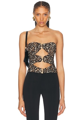 Ronny Kobo Dressler Top in Leopard - Brown. Size XL (also in ).