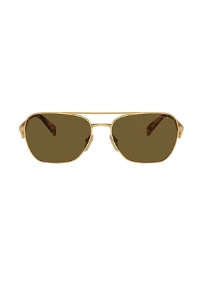 Prada Aviator Sunglasses in Gold & Dark Green - Metallic Gold. Size all.