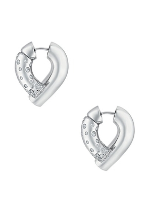 TABAYER Oera Pave Earrings in 18k White Gold & Pave Diamonds - Metallic Silver. Size all.